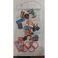 Маленький олимпийский вымпел со значками