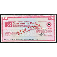Дорожный чек Образец 10 фунтов стерлингов Банк Co-operative Bank Англия