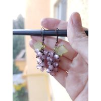 Ретро серьги виноградки гроздь листики медь