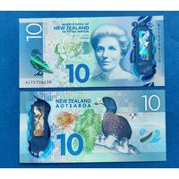 Новая Зеландия, 10 долларов 2015 г, P-192 (AZ, полимер, суфражистка Кейт Шеппард, голубая утка уио), UNC