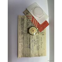 Винтажные часы "Луч" 2356, СССР, полный комплект, позолота + серебро, редкость, 12-гранный корпус, состояние отличное