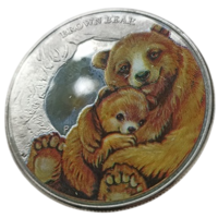 КОРОЛЕВСТВО ТУВАЛУ. 50 центов 2014. Фауна. Бурый медведь.