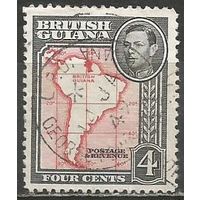 Британская Гвиана. Король Георг VI. Карта. 1938г. Mi#178.