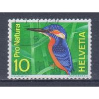 [2175] Швейцария 1966. Фауна.Птицы.Зимородок. Гашеная марка.