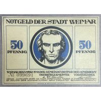 Нотгельд 50 пфеннигов 1921 год. Веймар. Веймарская республика