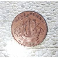 1/2 пенни 1949 года Великобритания. Король Георг 6.