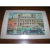 Живопись Москва 15 Семенов 1979 год Соцреализм Стадион Динамо Ретро Авто Большой формат Чистая