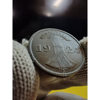 2 рейхспфеннига 1924 г. (A), огонёк монетка,  СМОТРИТЕ ДР. МОИ ЛОТЫ.. Большая распродажа!