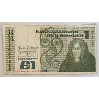 Банкнота Ирландия 1 фунт 1986 год - Королева Мэйв. Средневековая рукопись