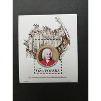 Польша 1985 Блок Mi.97 тип II c надпечаткой внизу "300 со дня рождения И.С.Баха" и маркой "300 лет со дня рождения Иоганна Себастьяна Баха (чистый**) Mi.3012 каталог 12.00 евро