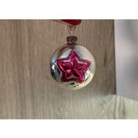 Елочная игрушка шар со звездой двухсторонний агитация СССР