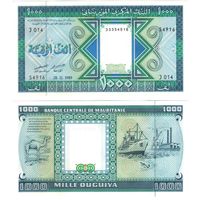 Мавритания 1000 угий 1989 год UNC     (размер банкноты 165х90 мм)