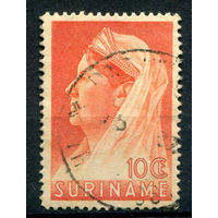 Нидерландские колонии - Суринам - 1936/39г. - королева Вильгельмина, перфорация 14, 10 с - 1 марка - гашёная [Mi 187]. #3-WB-67-A-1