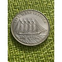 Лаос 10 кип 1988 г. (KM# 101. Корабль , Пятимачтовый клиппер , Редкая )