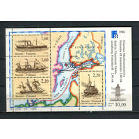 Финляндия - 1986 - Корабли. Филателистическая выставка  FINLANDIA 88 - [Mi. bl. 2] - 1 блок. MNH.  (Лот 100Gz)-T4P40