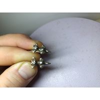 С рубля без мц. небольшие сережки "Котики", зубр 925пр. БЛПМ