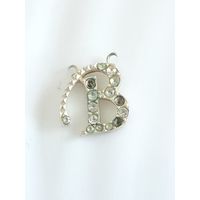 Лот С 1 РУБЛЯ! много лотов! Подвеска-кулон Буква латинская "В" маленькая с фианитами, серебро 925