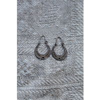 Старинные мельхиоровые серьги в технике скань-филигрань