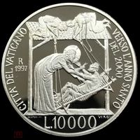 10000 лир 1997 Ватикан крупное серебро - Исцеление парализованного