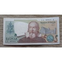 Werty71 Италия 2000 лир 1973 банкнота Галилео Галилей
