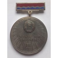 Спортивная медаль, знак. Латвийская ССР. Чемпионат. Второе место.