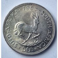 ЮАР 50 центов 1964 года, АU. Серебро.