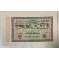 Банкнота 20000 марок 1923 год. Веймарская республика. С рубля без МЦ.