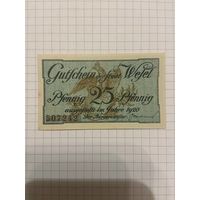 25 пфенингов (нотгельды) г. Германия.-1212