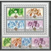 Багамы. Королева Елизавета II. 25 лет на троне. 1977г. Mi#410-13+Бл19.
