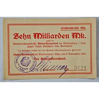 1923 год  Германия 10 МИЛЛИАРДОВ