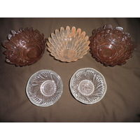 Салатницы,конфетницы,времён СССР,цветное стекло,5 шт.С рубля