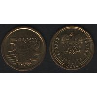 Польша y925 5 грош 2014 год (Cross) (нов.тип) надпись под орлом (_alb2