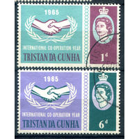 Британские колонии - Тристан-да-Кунья - 1965г. - 20 лет ООН. Международный год совместной работы - 2 марки - полная серия, гашёные [Mi 90-91]. #2-Bc-60-A-1