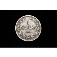 1 марка 1866 г. Финляндия (Российская Империя), Александр II