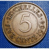 Сейшелы 5 центов 1964 г. Тираж 20000. R.