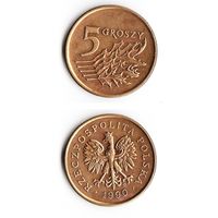 5 грошей Польша 1990 года