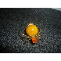 С Рубля! Янтарная Брошь ПАУЧОК Редкий Вид СССР 70-ые Клеймо