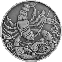 Рак. Зодиакальный гороскоп. 1 рубль 2015 г. м/никель. ТОРГИ С РУБЛЯ БЕЗ МЦ.