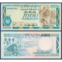 Руанда, 1000 франков 1988 г., P-21 (D, танцоры, гориллы), UNC