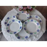 Тарелки, фарфоровые, 6 шт. Позолота.Конаково.СССР.