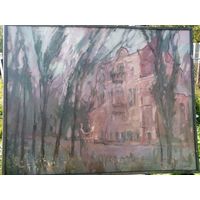 С рубля без мц. картина Сорокин "Художник и дом" 70х90см. 2000г. х.м. упаковка 15р
