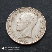 1 крона 1939 г. Густав  V. Серебро.