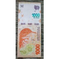 Werty71 Аргентина 1000 песо 2016 2022 UNC банкнота Печник Золотоголосый дрозд Птица
