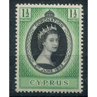 Британские колонии - Кипр - 1953г. - коронация королевы Елизаветы II - 1 марка - полная серия, MNH с дефектом клея [Mi 163]. #2-Bc-D-KS-2