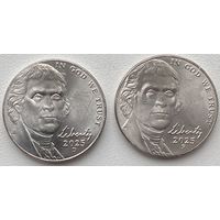 США 5 центов 2025 г. D + P. Цена за 1 шт.