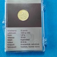25 pennia (1939г.) в золоте(24ktAu) Расспродажа! Смотрите и другие мои лоты!!