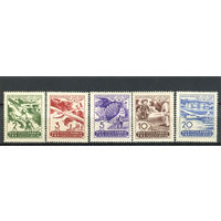 Югославия - 1950г. - Неделя авиапочты - полная серия, MNH, одна марка со смятостью, у марки с номиналом 10 на лицевой стороне есть небольшое пятно и немного повреждён клей [Mi 611-615] - 5 марок