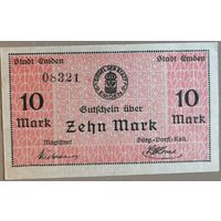 Германия 10 марок 1919 г Эмден (Emden) 131.05, #5 (встречается реже) UNC
