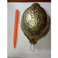 Ёлочная игрушка большая , ЛИМОН , толстое стекло .