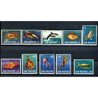 Сан-Марино - 1966г. - Рыбки, морские животные - 10 марок - полная серия, MNH [Mi 869-878]. #O-Se-Z-1-1